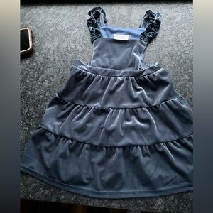 New Iris & Ivy velvet Smoky Blue smock pinafore dress, 12-18 mo., MSRP $49